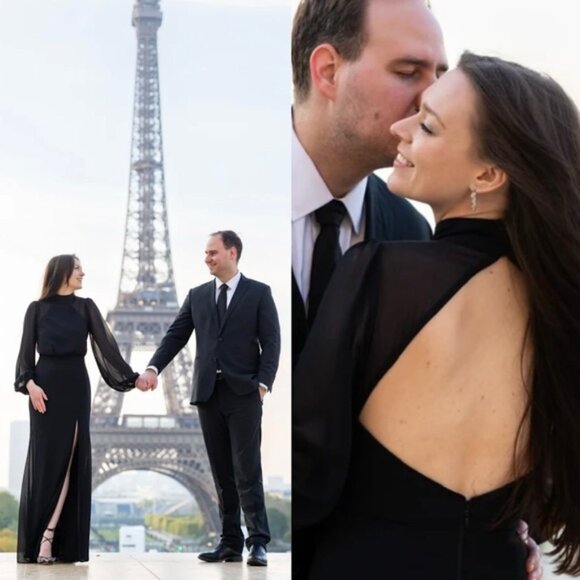 NWT Lulus Graceful Entrance Black Long Sleeve Backless Maxi Dress | Large - Picture 3 of 9